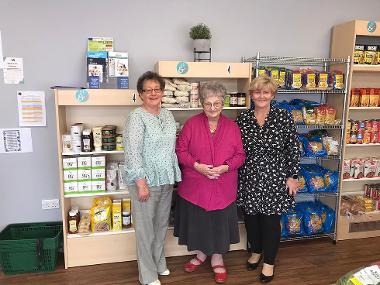 Cllrs Ruth Berkley, Eileen Leask and Tracey Dixon, leader of the Council, are pictured at Horsley Hill community pantry