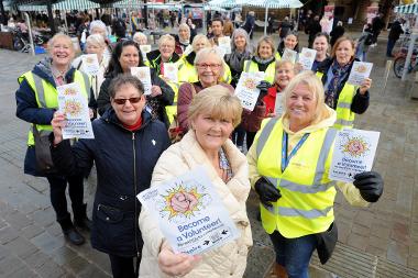 Caption: The Leader Cllr Tracey Dixon, is pictured with Cllrs Ruth Berkley and Anne Hetherington and Kym Lockney (right of Leader) with volunteers from various organisations.