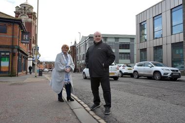 Leader, Councillor Tracey Dixon and Lead Member, Councillor Ernest Gibson in South Shields Town Centre.