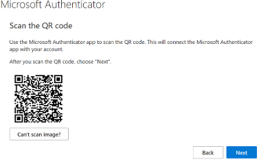 Teams guidance - Microsoft authenticator app qr code