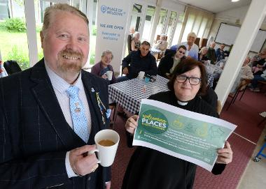 Cllr Dean is pictured with Rev Lesley Jones at the Welcoming Place in St Peter's Church in Jarrow