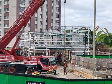 Steel frame for new energy centre