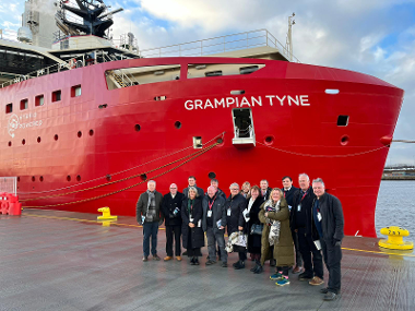 Pictured with the Grampian Tyne are Committee and Board members and Fund Officers