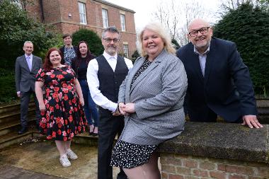 (Front LtR) Deputy Leader of South Tyneside Council, Councillor Audrey Huntley is pictured with Arts Council England’s Chris Batstone and the Cultural Partnership’s Ray Spencer, of The Customs House, and fellow cultural partners. 