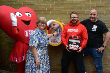 Councillor Tracey Dixon is pictured with Sergio Petrucci of Red Sky Foundation and Peter Darrant of Out North East with the new Pride themed defibrillator in South Marine Park, South Shields.