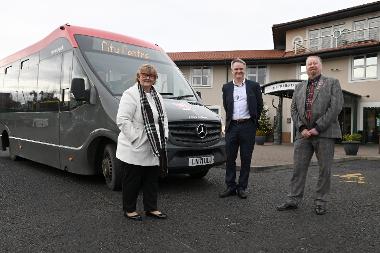 South Tyneside Council Leader, Cllr Dixon is pictured with Eamonn Gribben of Little Haven Hotel and Cllr Paul Dean. The new S1 bus service supports people to access the new Welcoming Place.